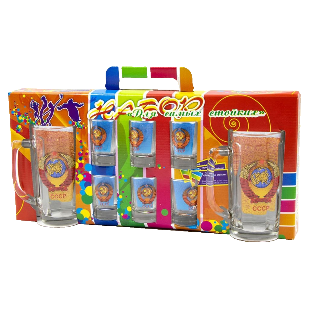 Gläser-Set "Wappen UdSSR" 2 Biergläser je 0,33 ml und 6 Gläser je 50 ml