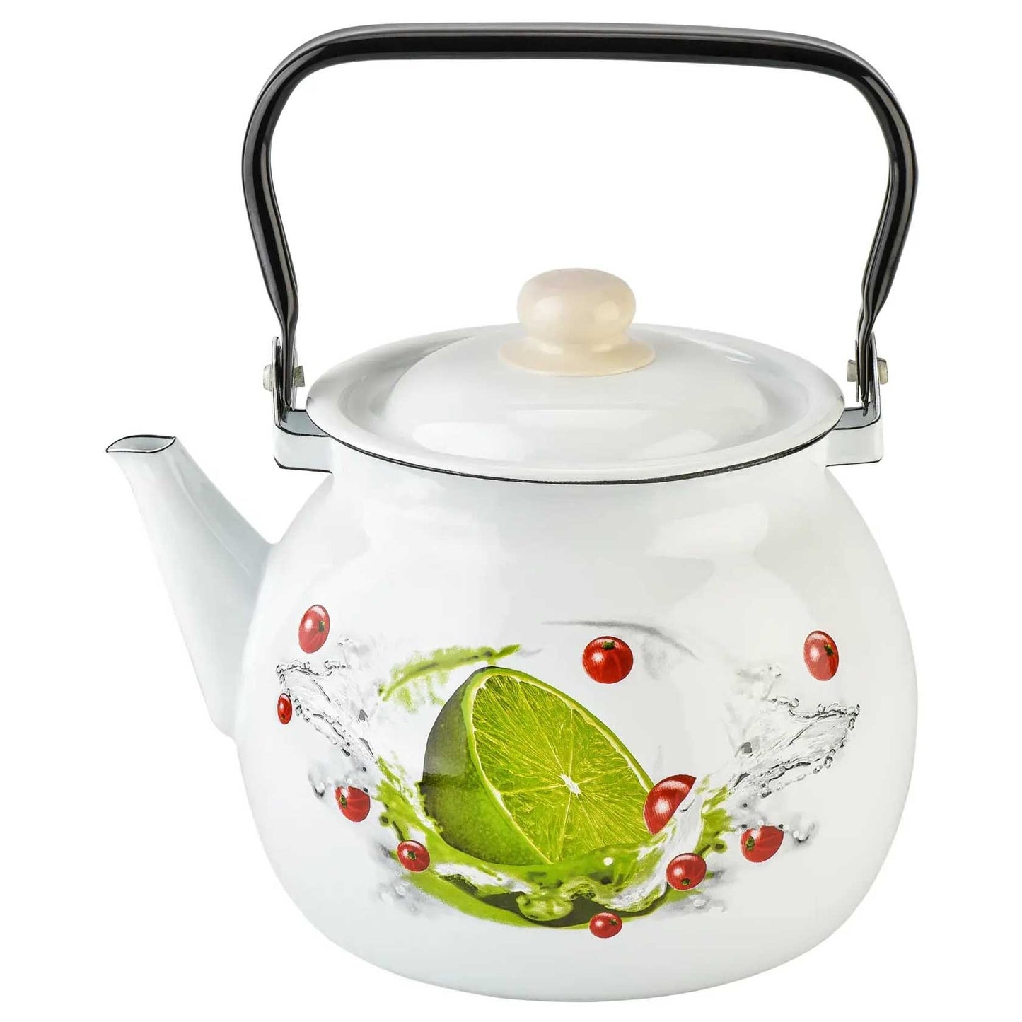 Teekanne, emailliert, 3,5 L Limette mit Deckel, Wasserkessel