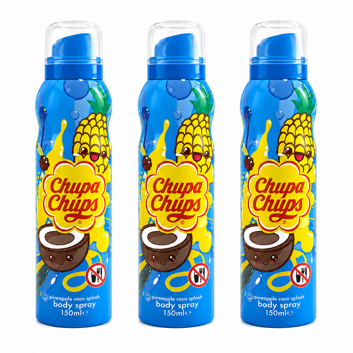 Chupa Chups Body Spray Pineapple Coco Splash 150 ml (3 Pack)