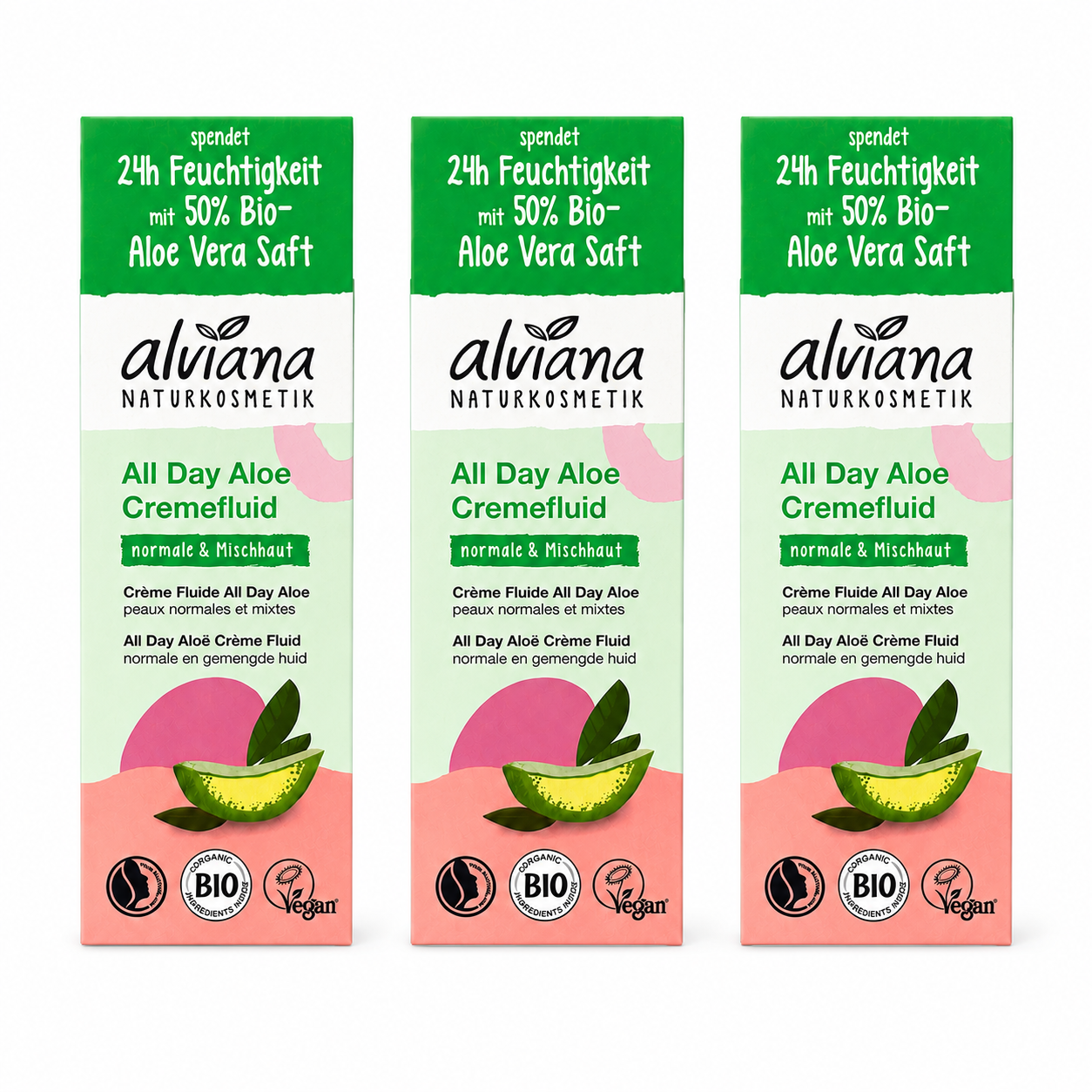 Alviana Naturkosmetik All Day Aloe Cremefluid – 50 ml ( 3 Pack)