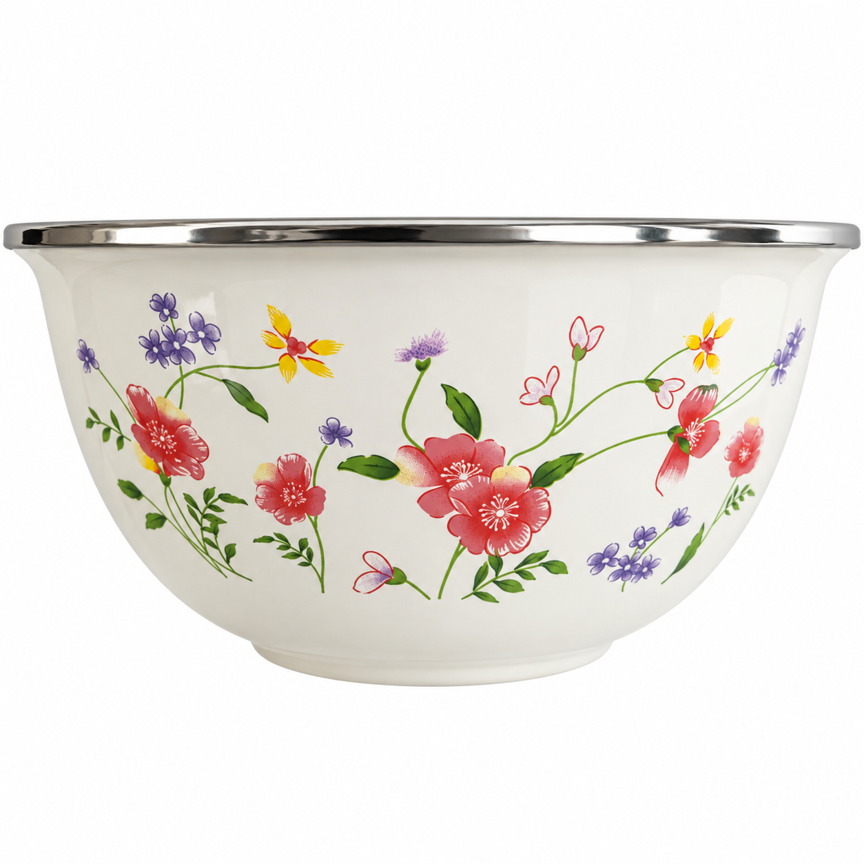 Emaillierte Schüssel mit Blumenmuster – Ø20,5 x 8,5 cm