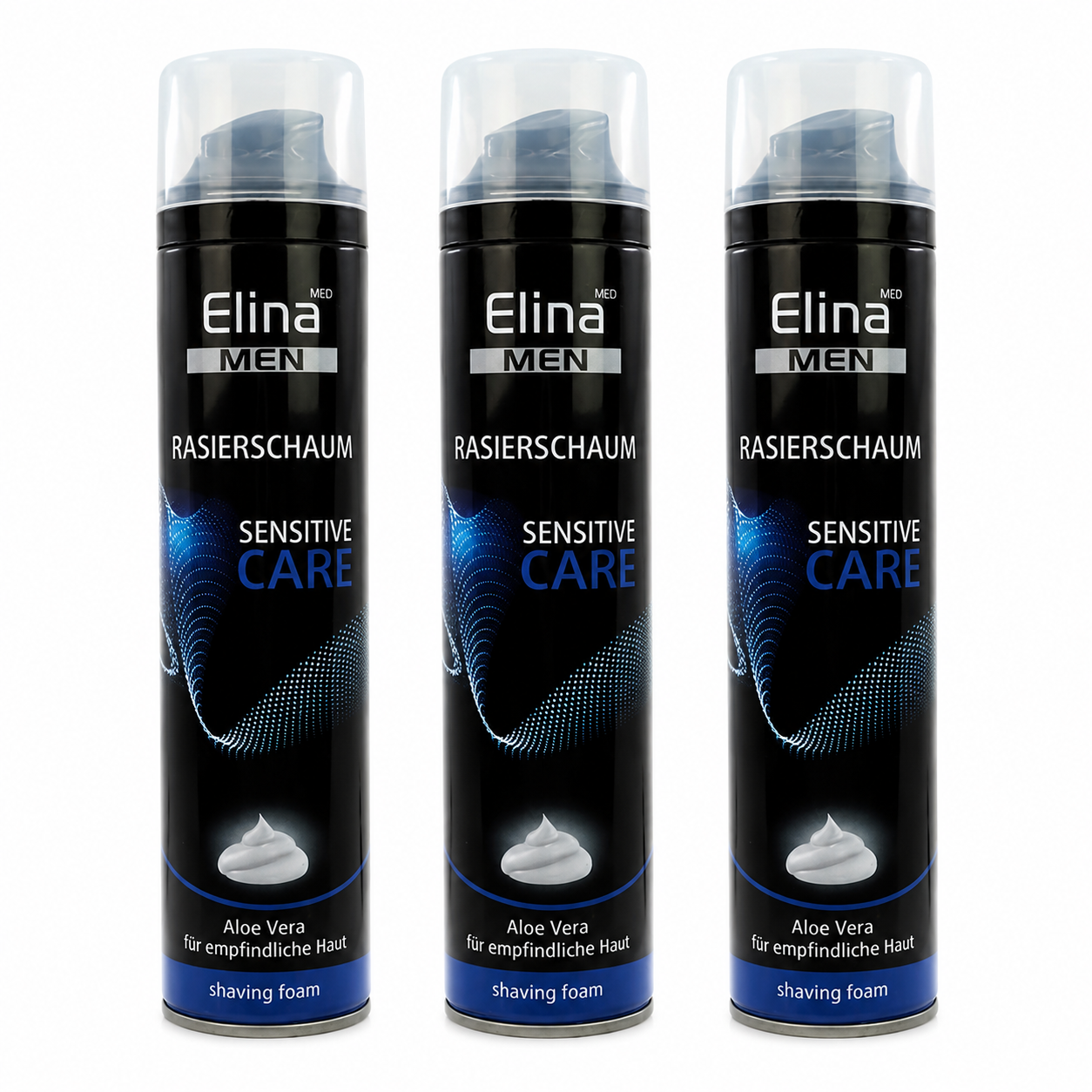 Elina Men Rasierschaum Sensitive Care – 300 ml (3 Pack)