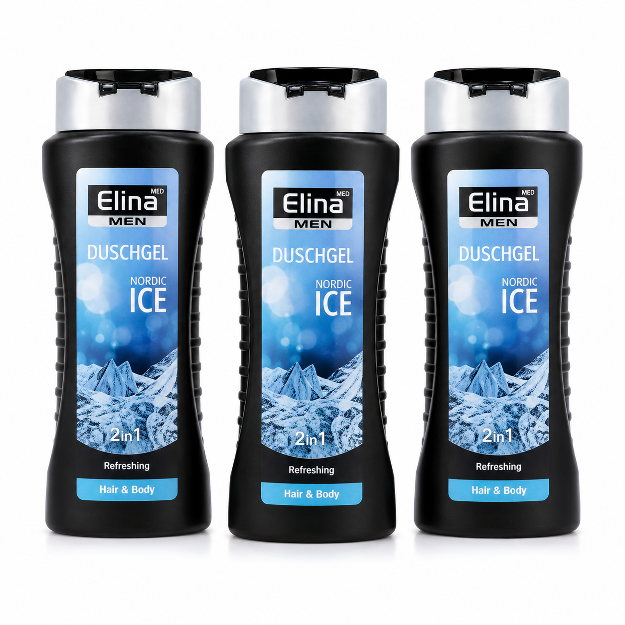 Elina Med Men Nordic Ice Duschgel 300 ml – 2in1 Hair & Body ( 3 Pack)