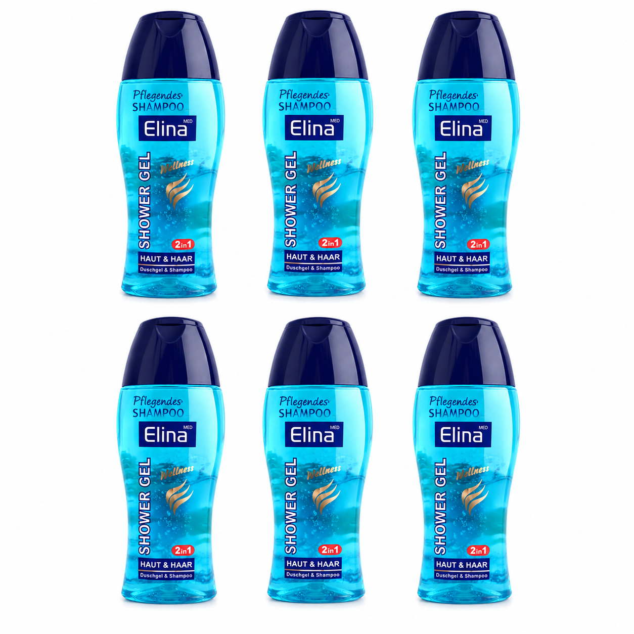 Elina Med Shower Gel 2in1 – Duschgel & Shampoo für Haut und Haar – 250 ml ( 6 Pack)