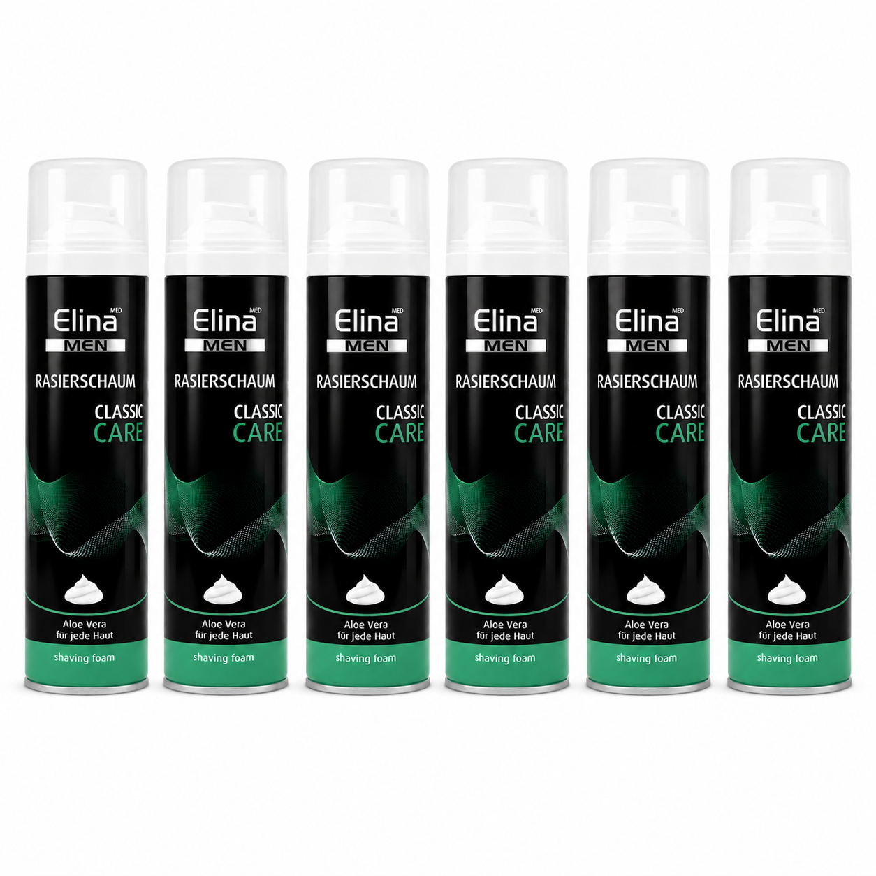 Elina MEN Classic Care Rasierschaum 300 ml – mit Aloe Vera (6 Pack)