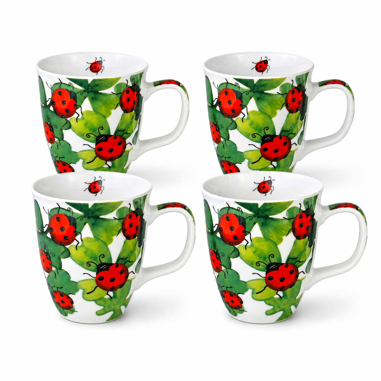 Becher-Set "Marienkäfer", 4 Stück x 400 mlKaffeebecher Teetasse Geschirr Tassen
