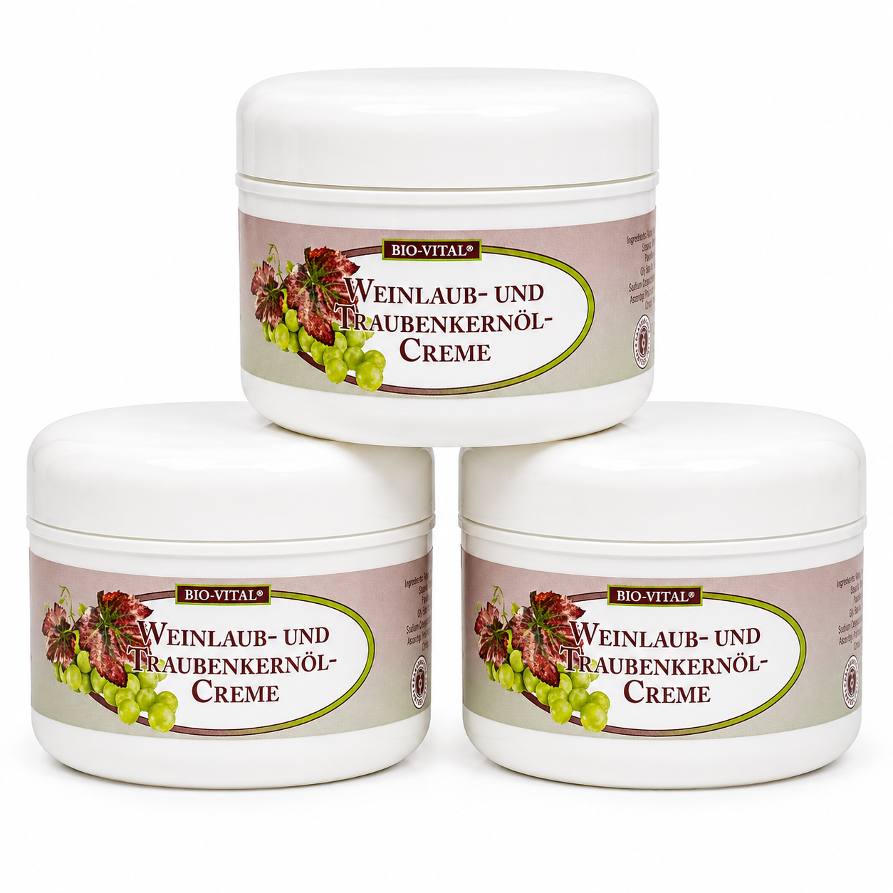 BIO-VITAL Weinlaub- & Traubenkernöl-Creme Körpercreme. 250 ml (3 Pack)