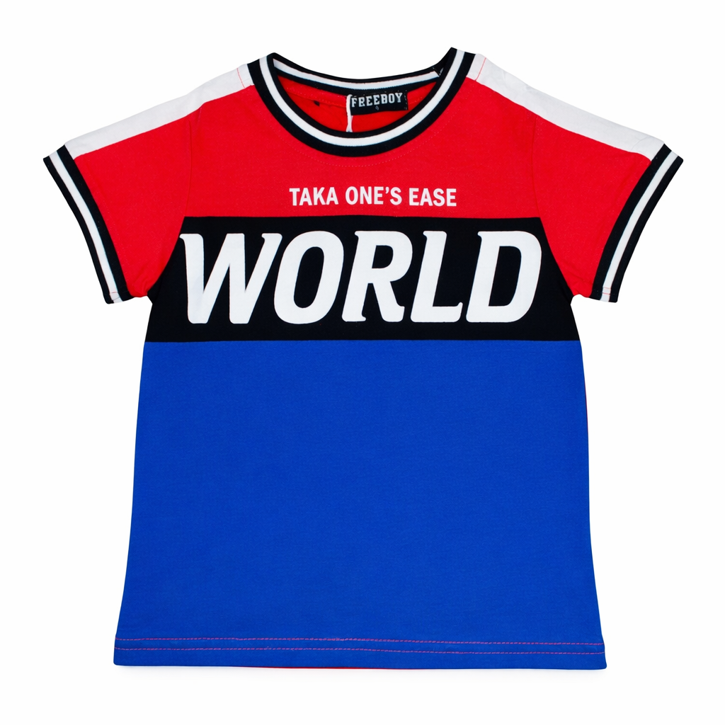 Kinder T-Shirt Jungen Kurzarm – WORLD Print – Rundhals Shirt i– Freizeit & Alltag