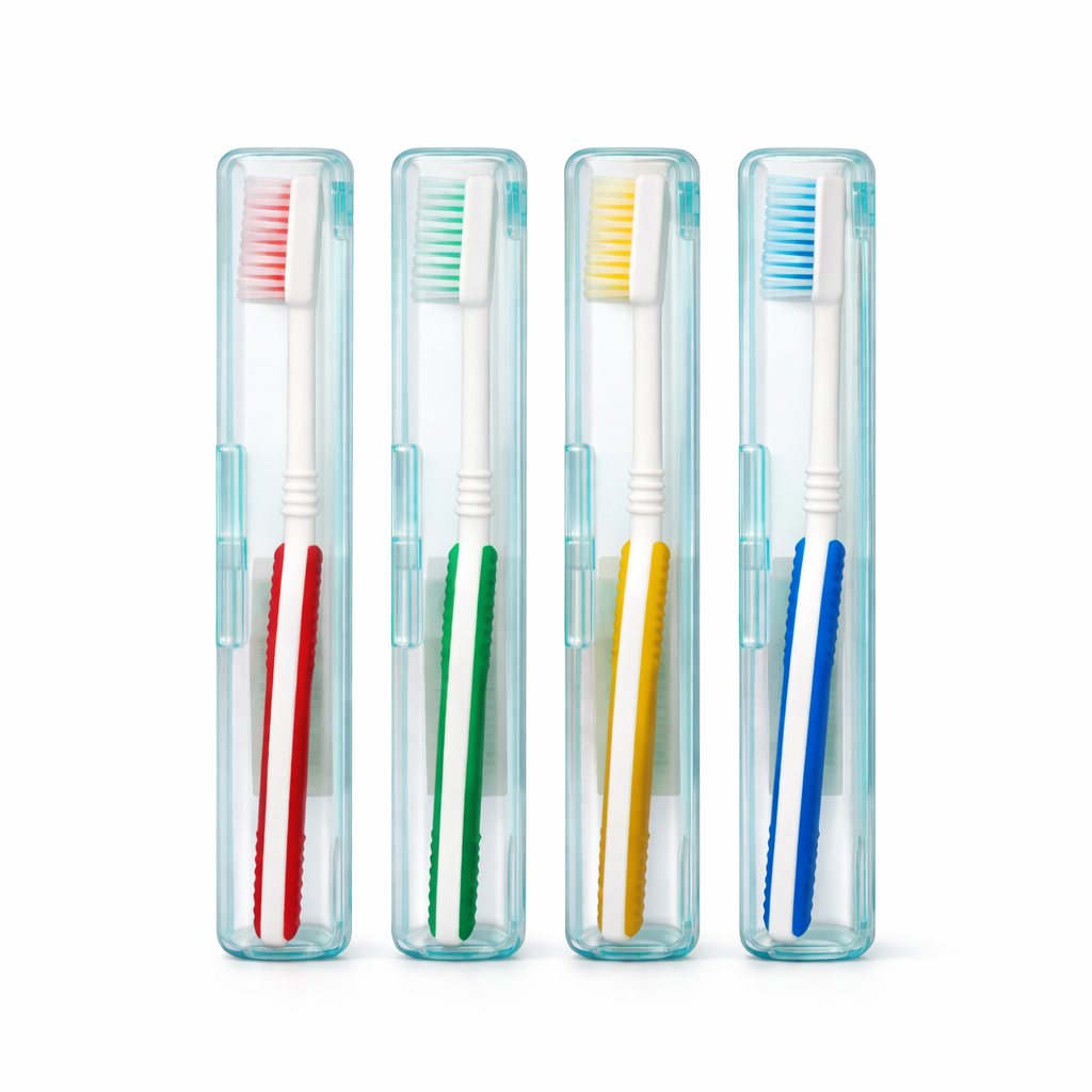 4 St. Zahnbürste Flex in Transparent-Box 19cm Reise Set
