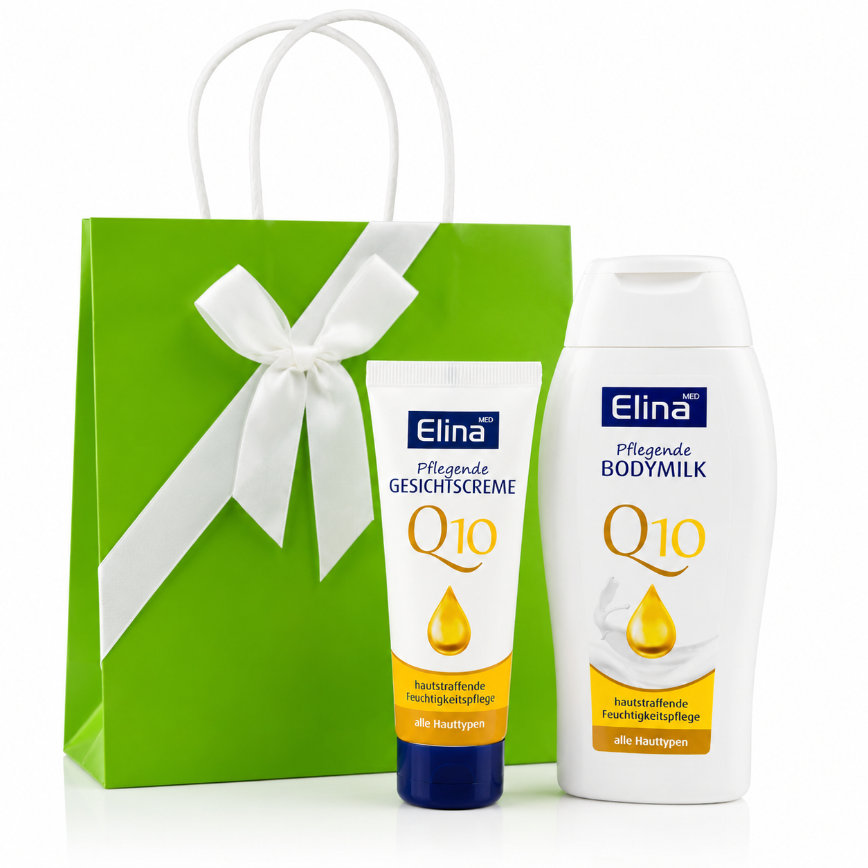 Elina MED Q10 Geschenkset – Gesichtscreme & Bodymilk mit Geschenktasche