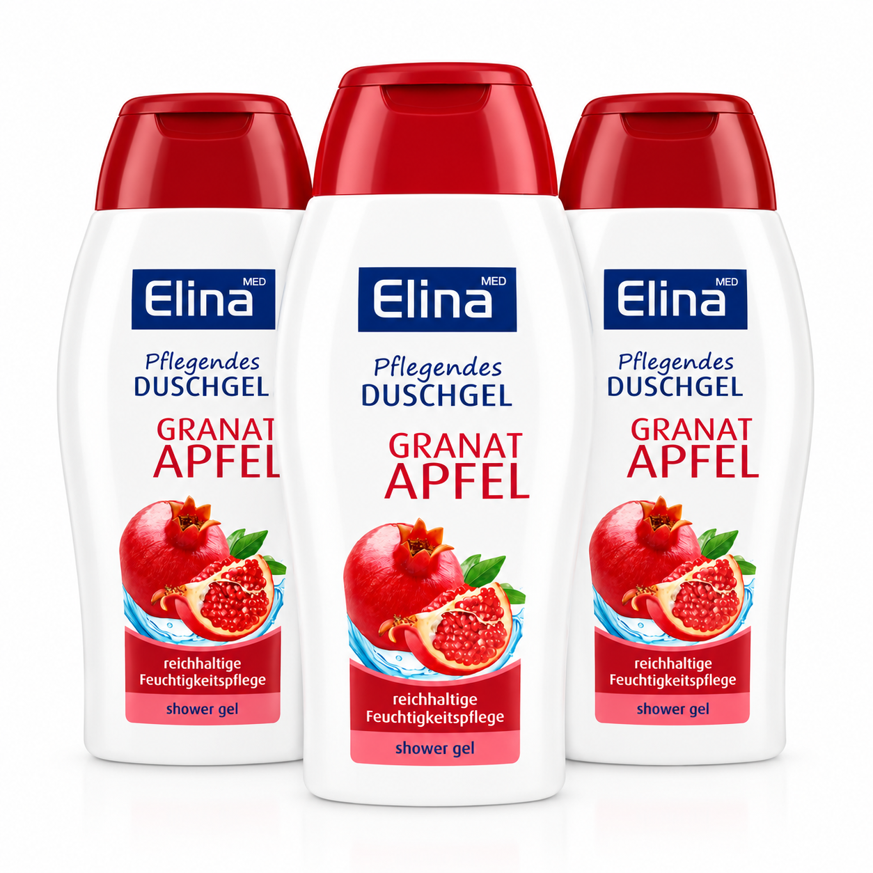 3x250 ml Elina Pflegendes Duschgel Granat Apfel