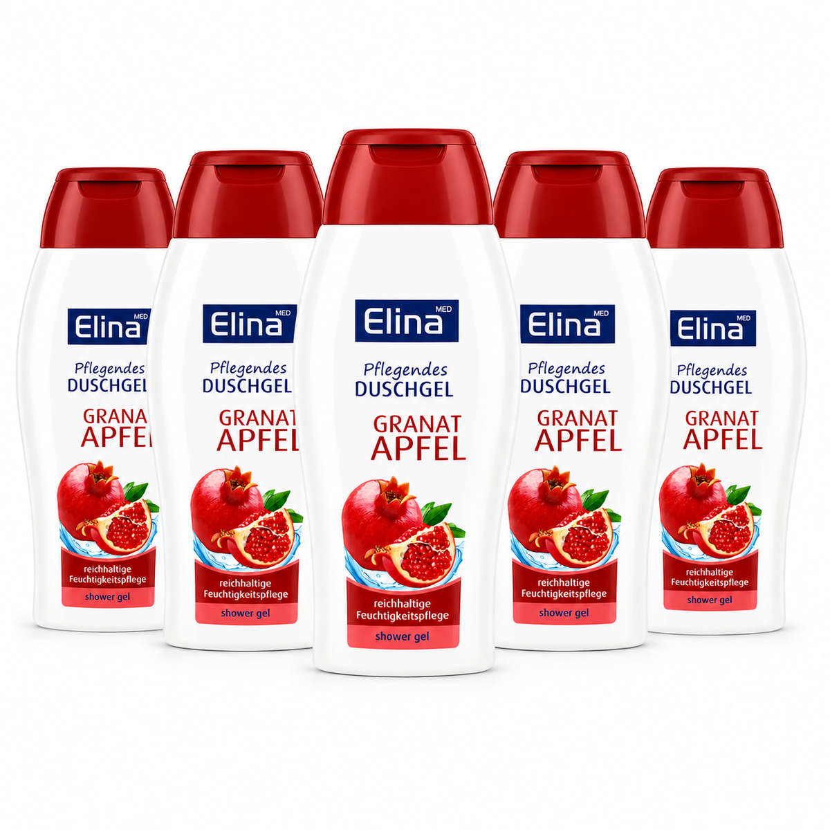 5 x 250 ml Elina Pflegendes Duschgel Granat Apfel