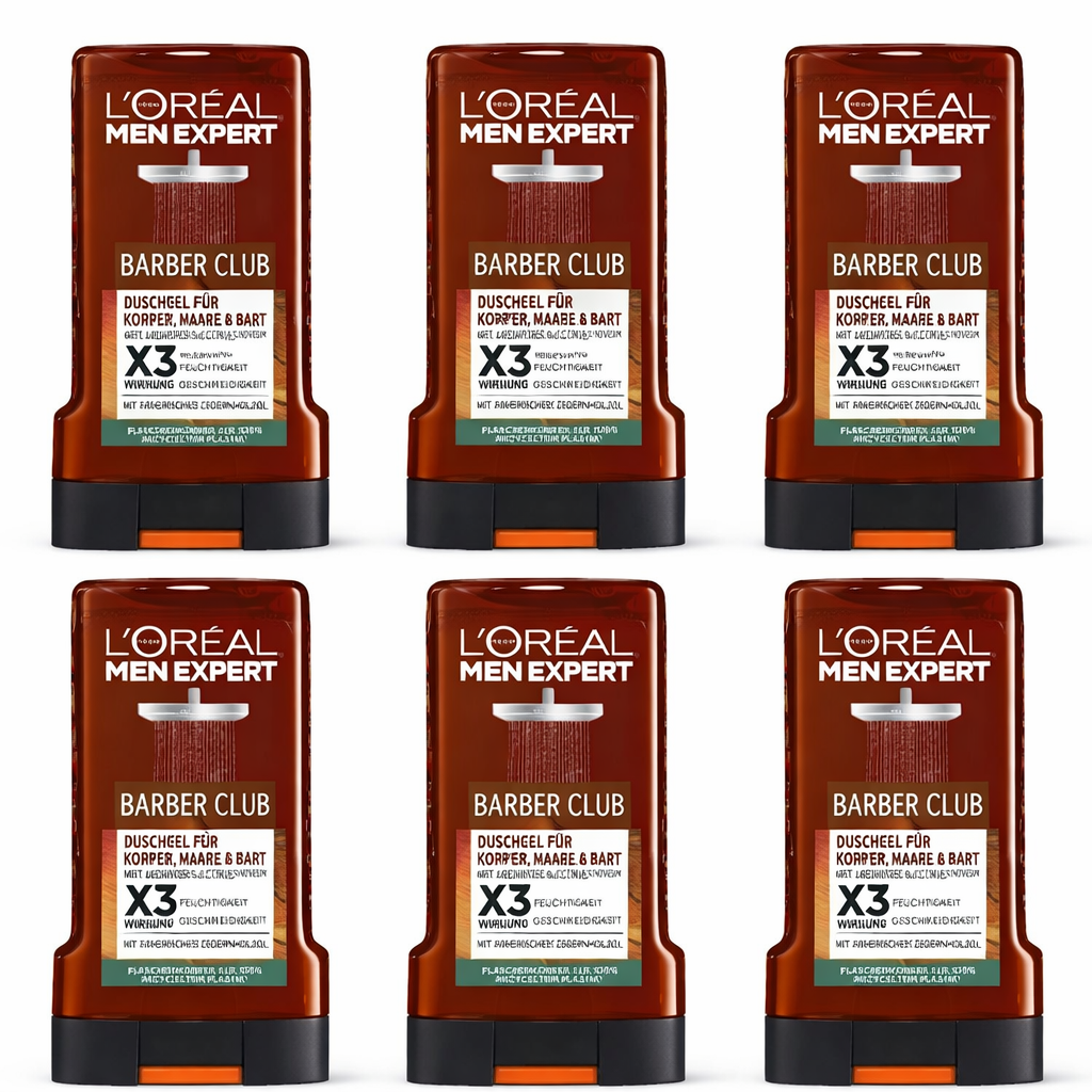 6x 250 ml L'Oreal Men Expert Dusch Barber Club Duschgel