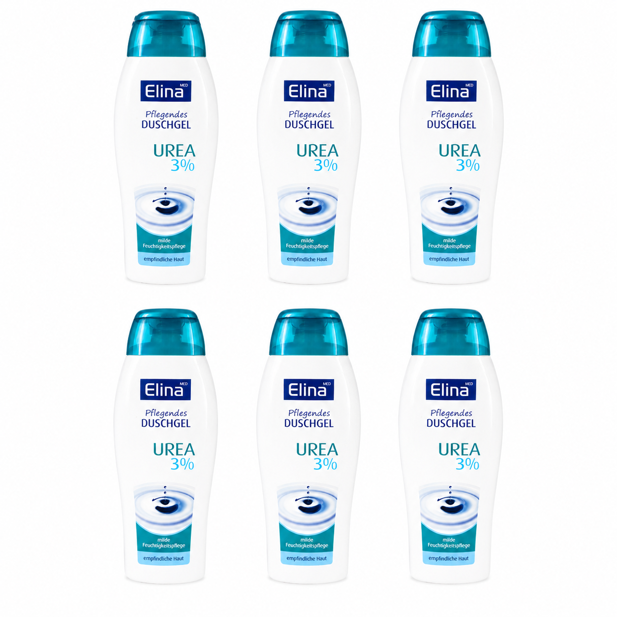 Elina Med Pflegendes Duschgel Urea 3% für empfindliche Haut 250 ml (6 Pack)