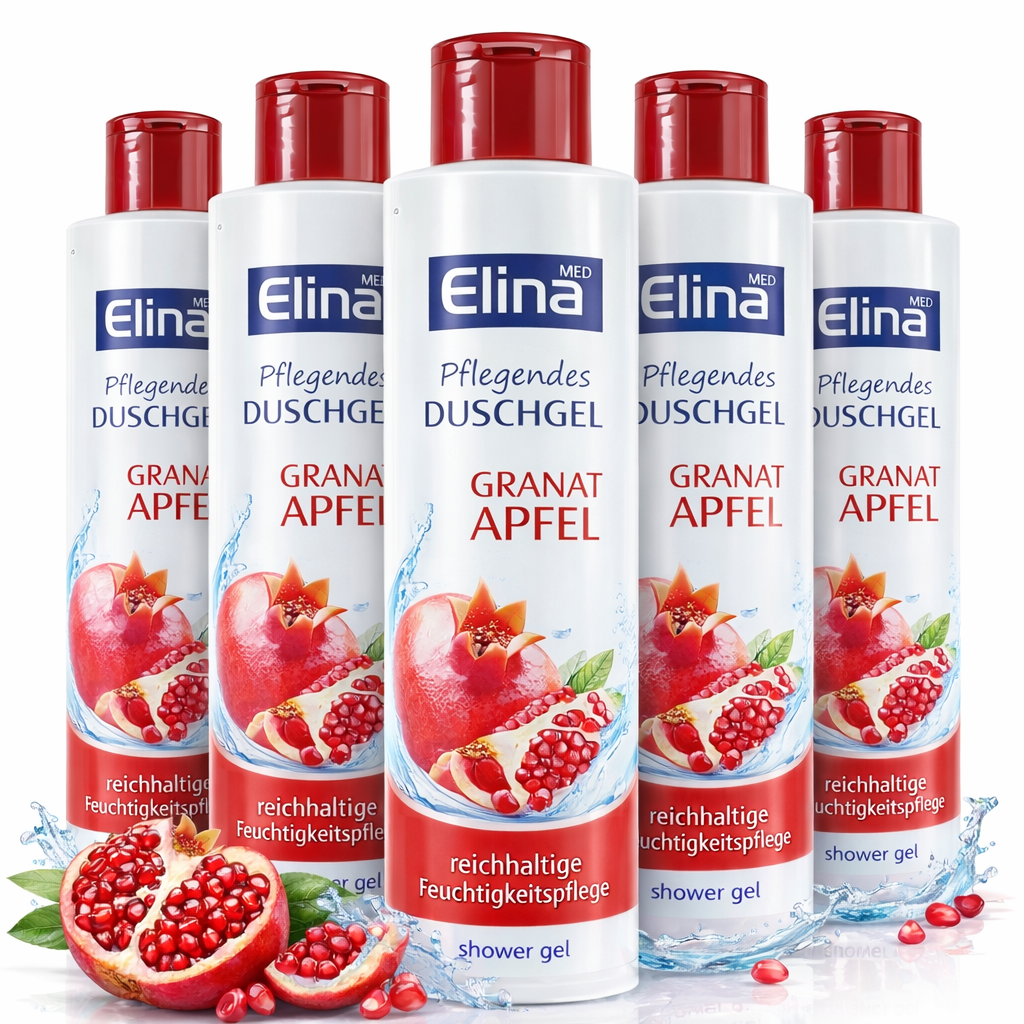 5 x 250 ml Elina Pflegendes Duschgel Granat Apfel
