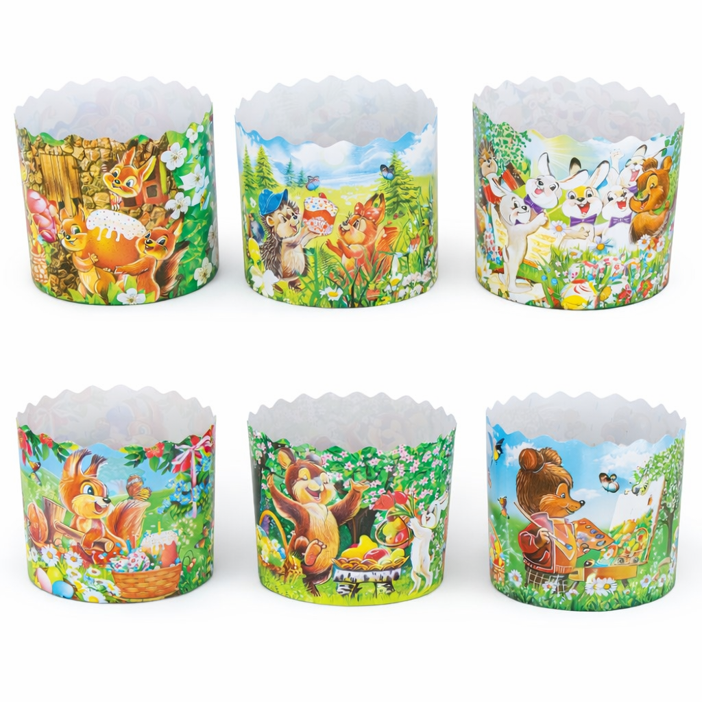 6 St. Backform-Set für Osterkuchen "Für Kinder" aus Backpapier, H 8,5 cm, ∅ 13 cm