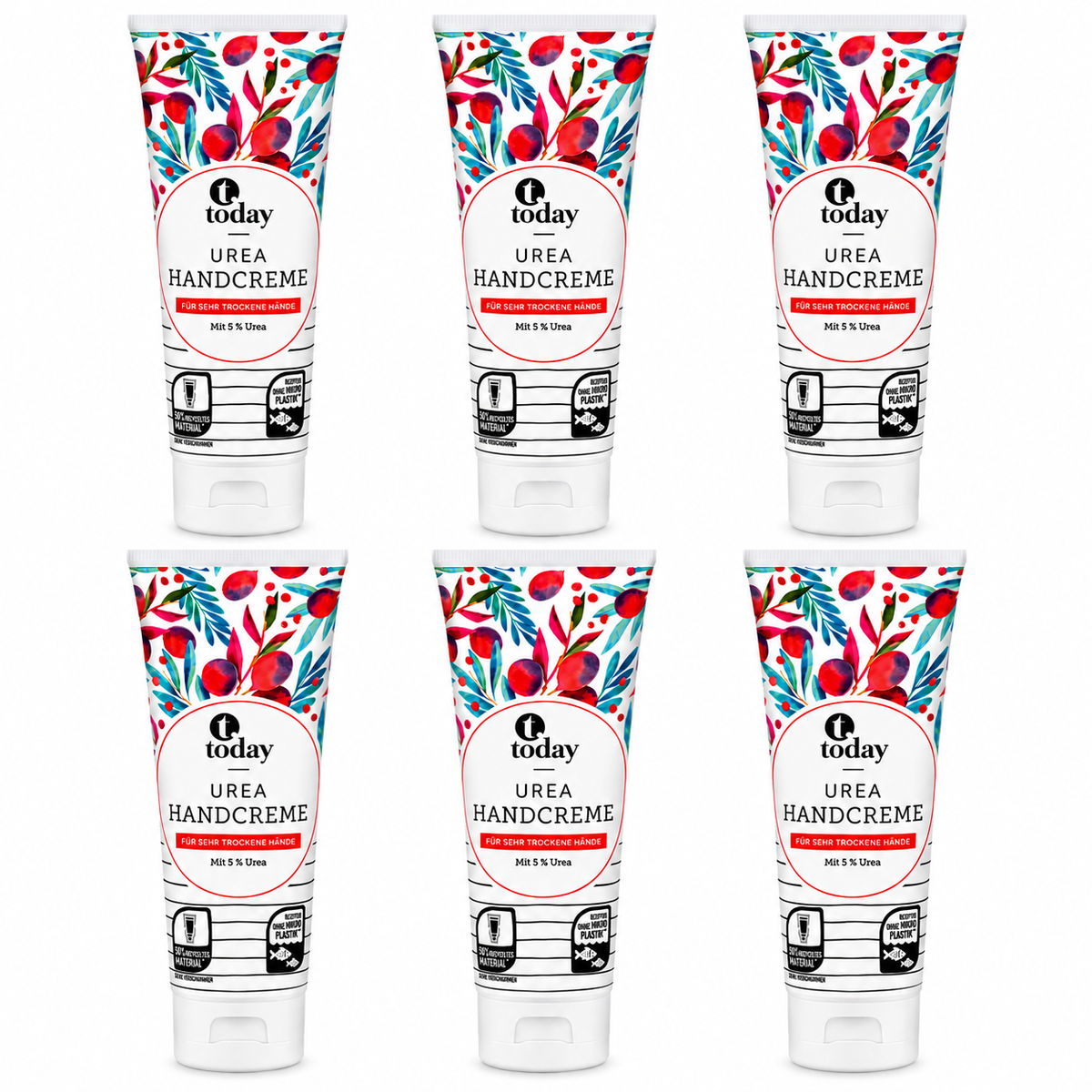 today Urea Handcreme – Mit 5 % Urea für sehr trockene Hände 125 ml (6 Pack)