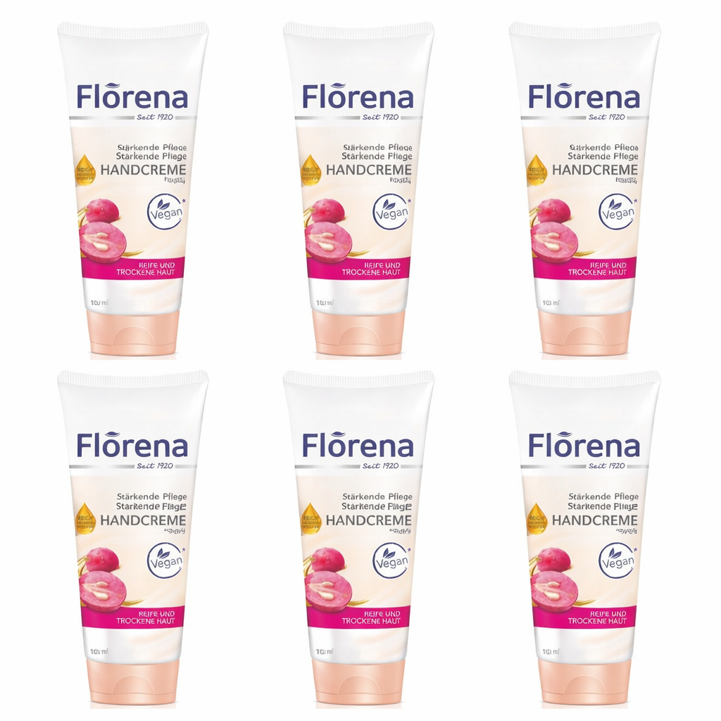 6x 100 ml Florena Handcreme Traubenkernöl & Sojaöl