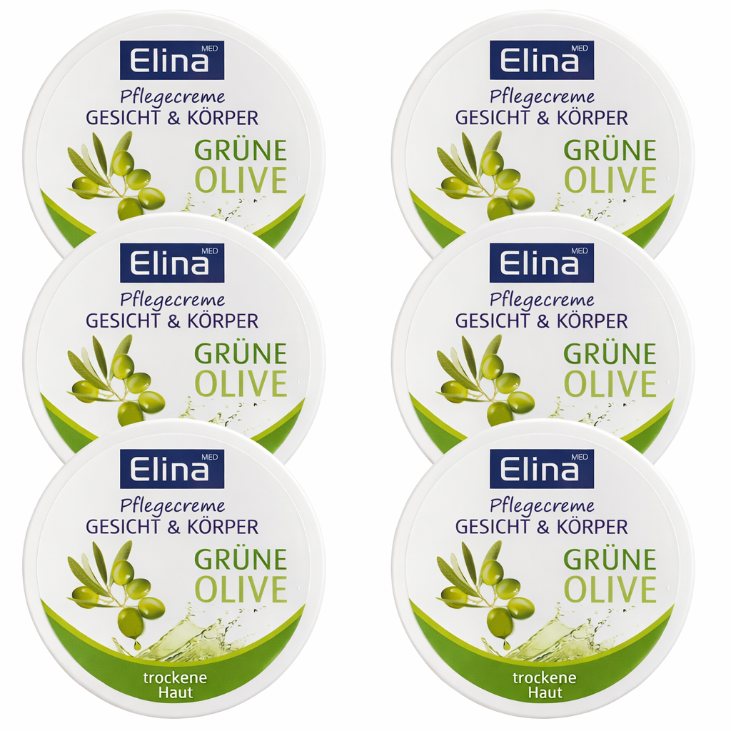 6x 75 ml Elina Olive Gesichtscreme in Dose Hautcreme