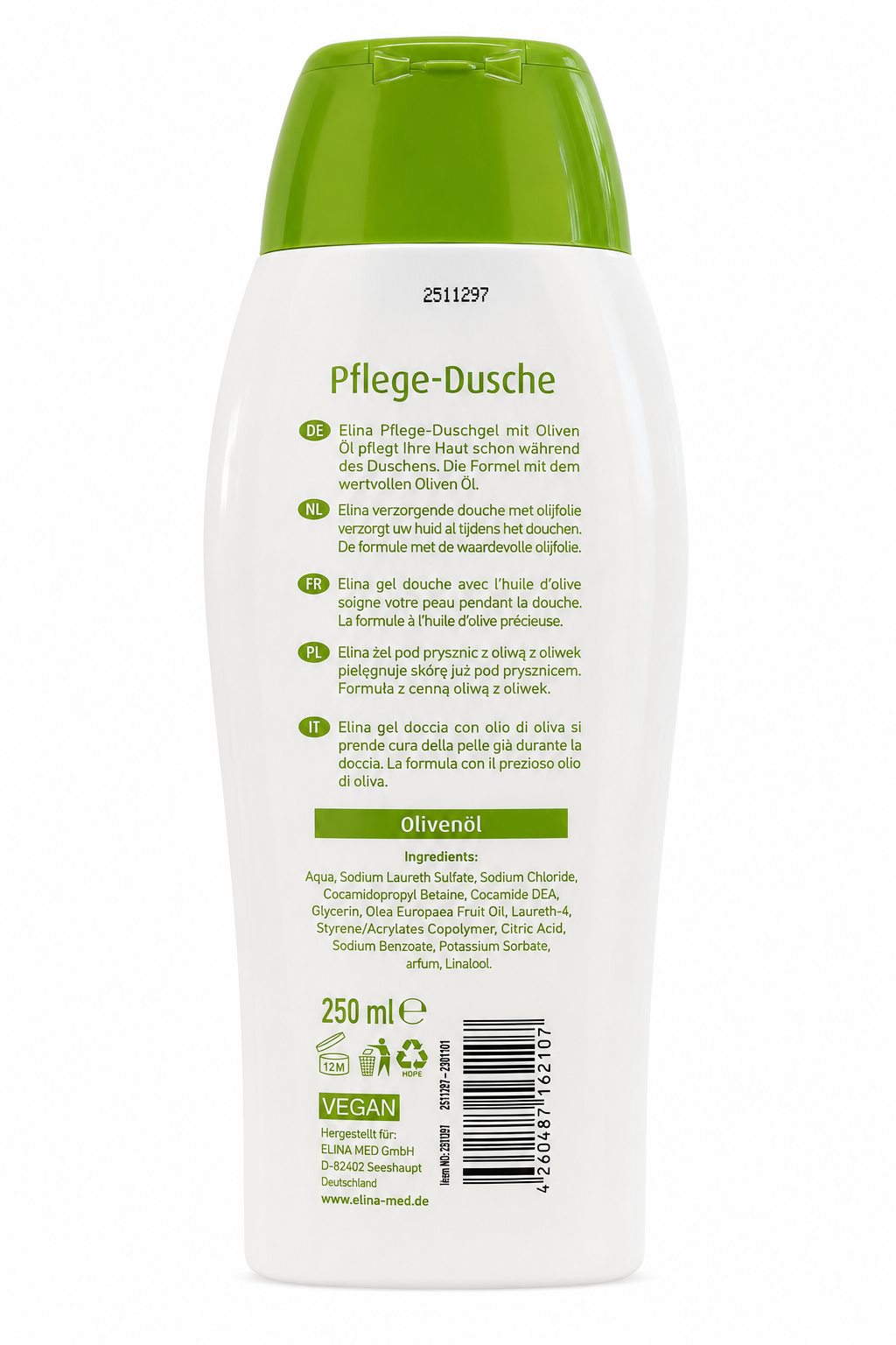 Elina Med Pflegendes Duschgel Grüne Olive – 250 ml