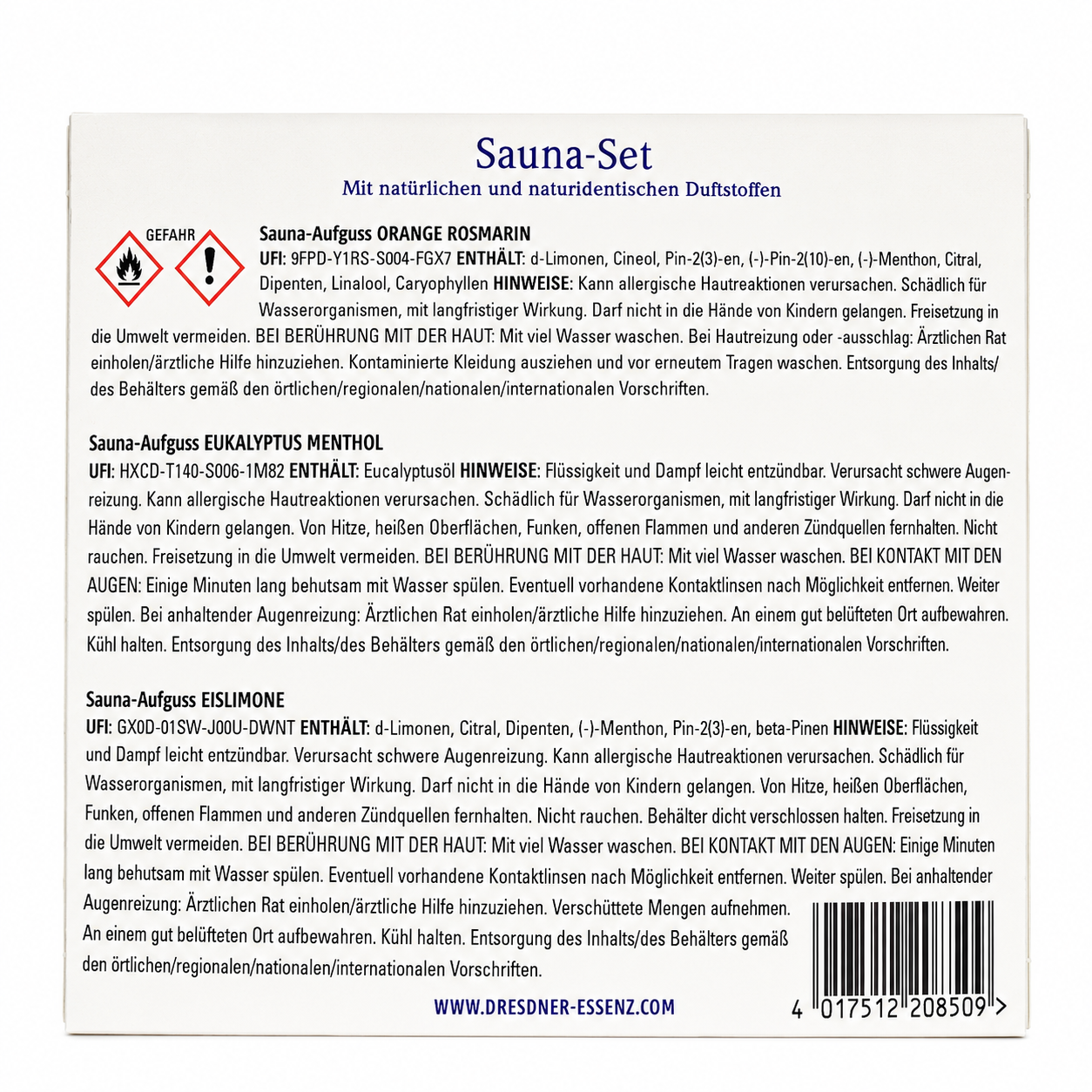 Dresdner Essenz Sauna-Set 3x20ml Sauna-Aufguss