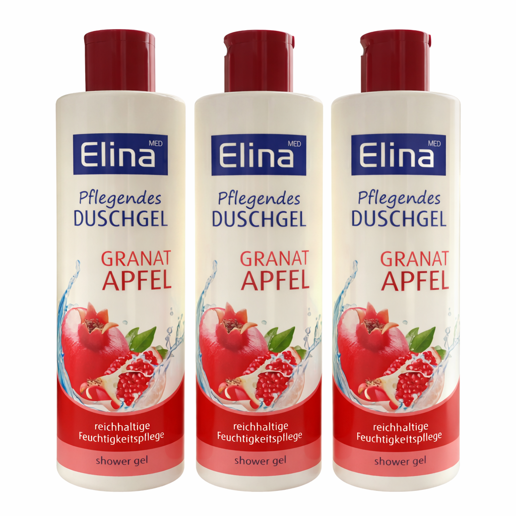 3x250 ml Elina Pflegendes Duschgel Granat Apfel