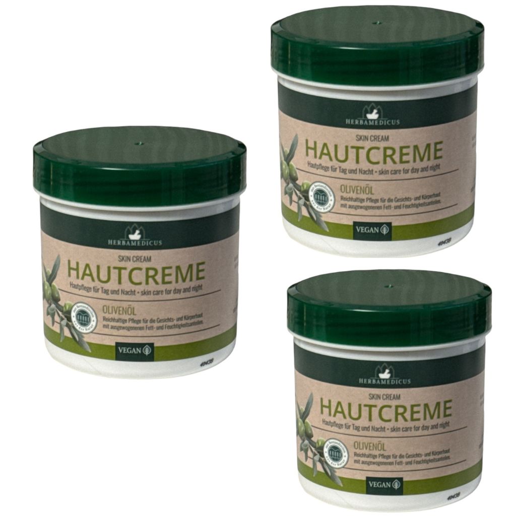 3 St.x 250 ml Herbamedicus Hautcreme Olivenöl Tages + Nachtpflege
