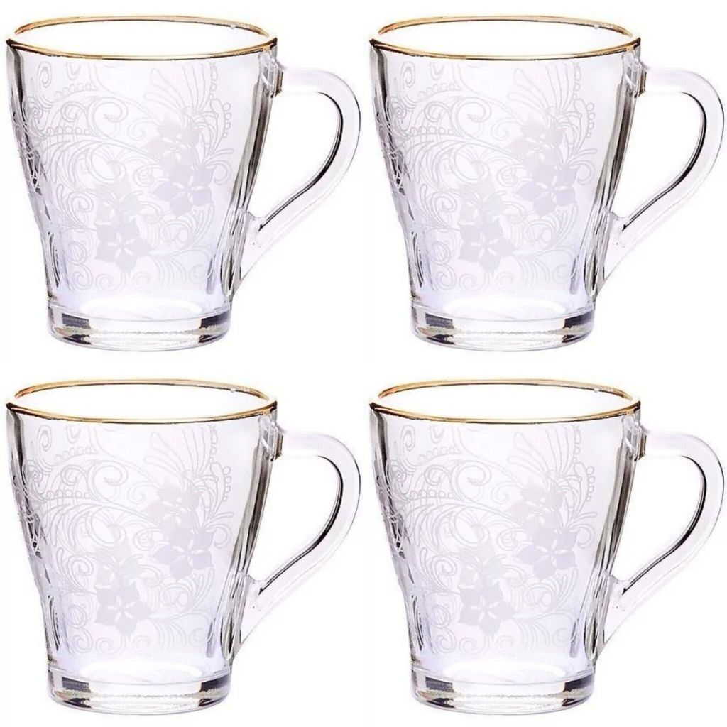 4 Stk. x 250 ml Tasse Teestube "Phlox" Glastasse Becher