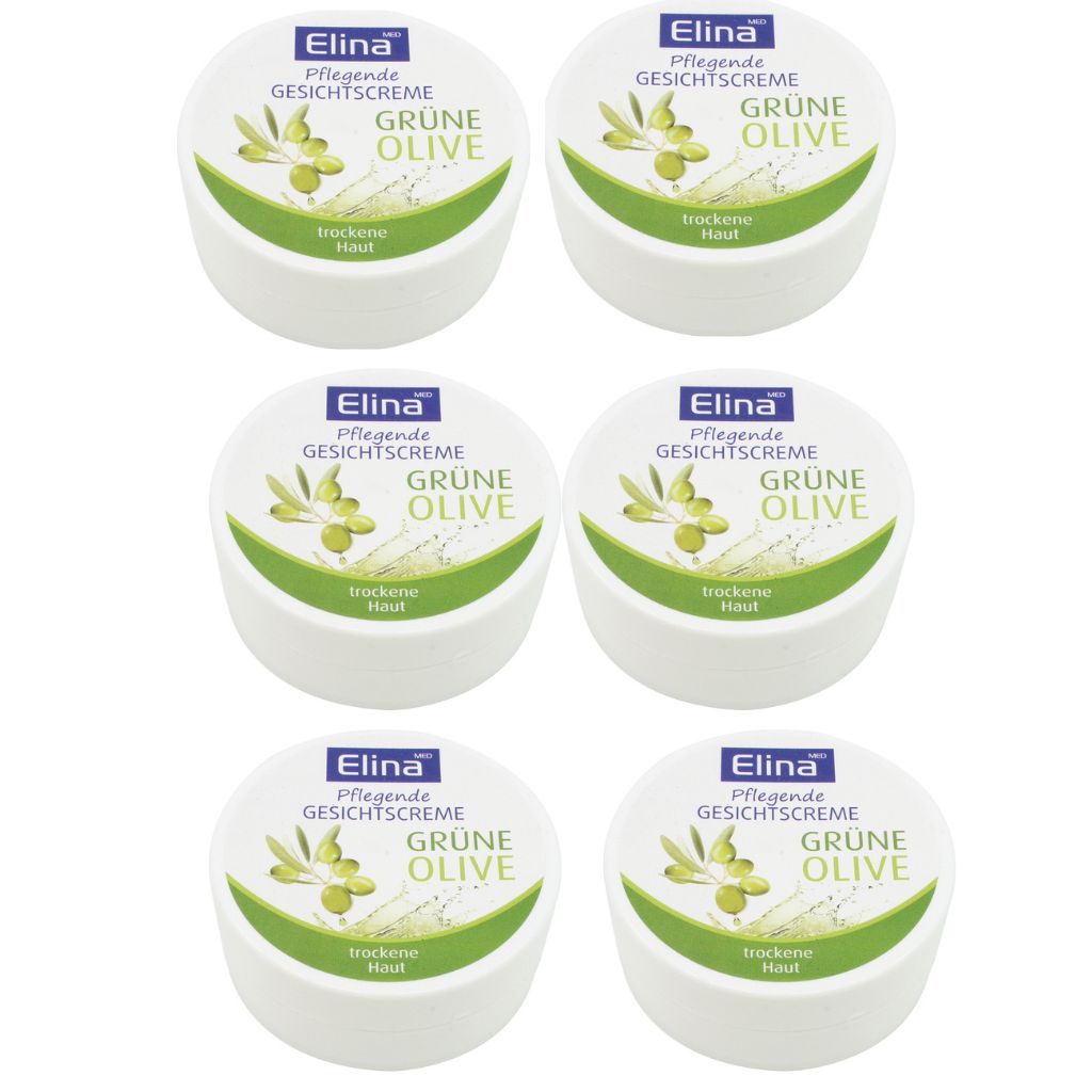 6x 75 ml Elina Olive Gesichtscreme in Dose Hautcreme
