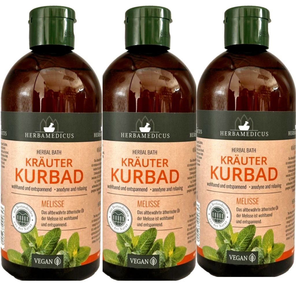 3x500ml Herbamedicus Kräuterbad 500ml Kräuter Kurbad Melisse