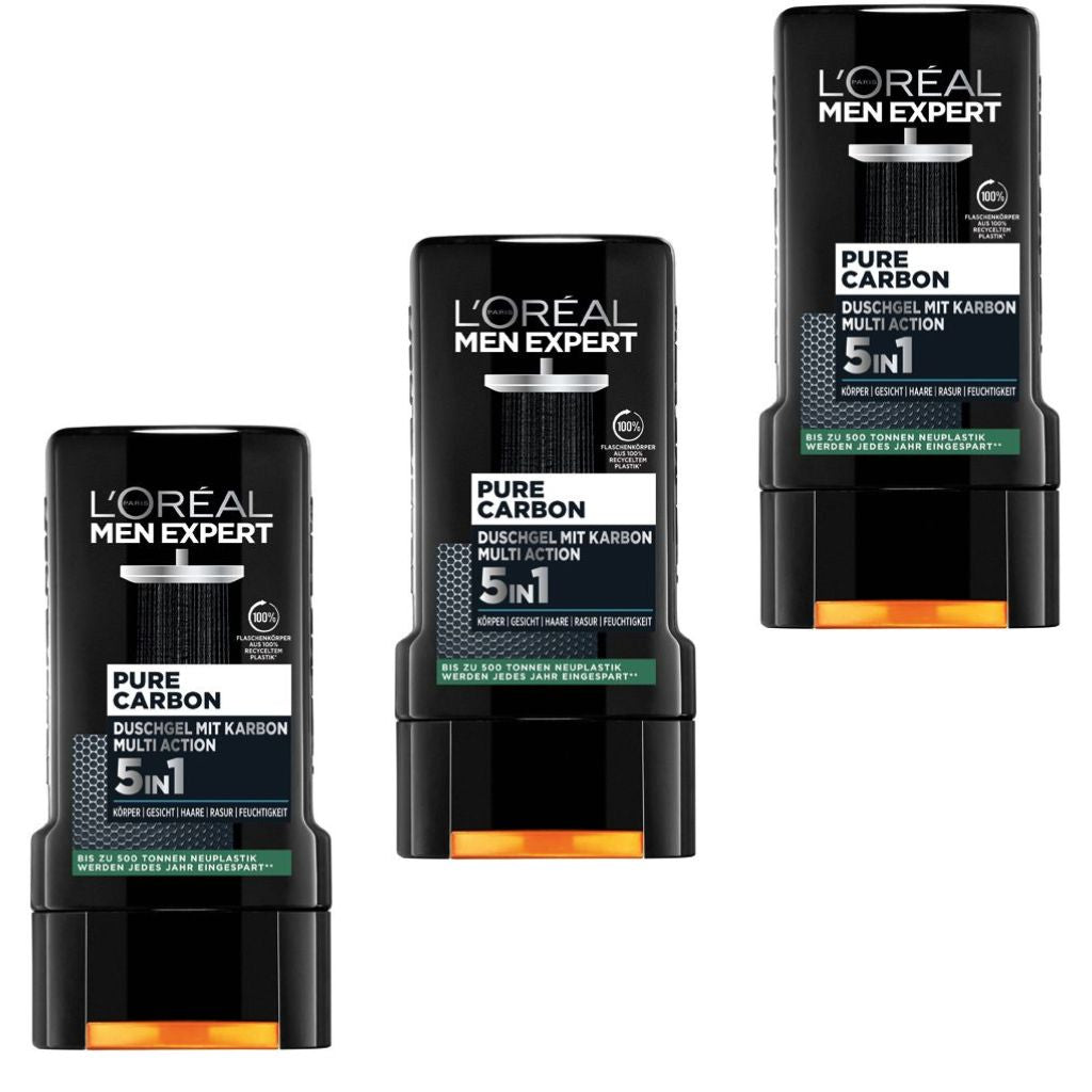 3 x 250 ml L'Oreal Men Expert Dusch Carbon Clean