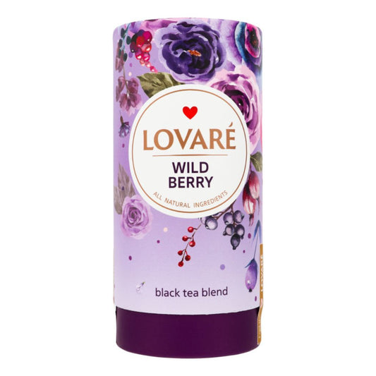 Lovare Schwarzer Ceylon-Loseblatt-Tee mit Beeren und Blütenblättern. Wildbeeren 80 g