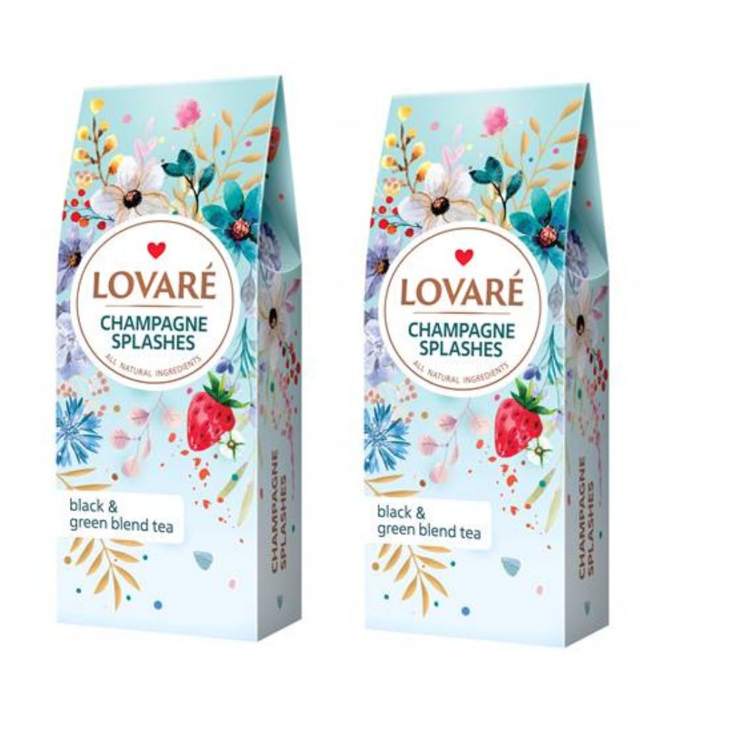 2x80 g Lovare Tee "Splashes Champagne" Schwarz ung Grünteemischung