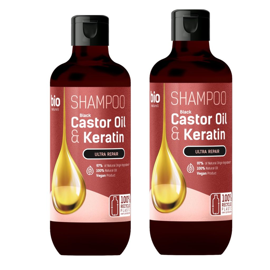 2x 355 ml Bio Naturell Shampoo Black Castor Oil & Keratin