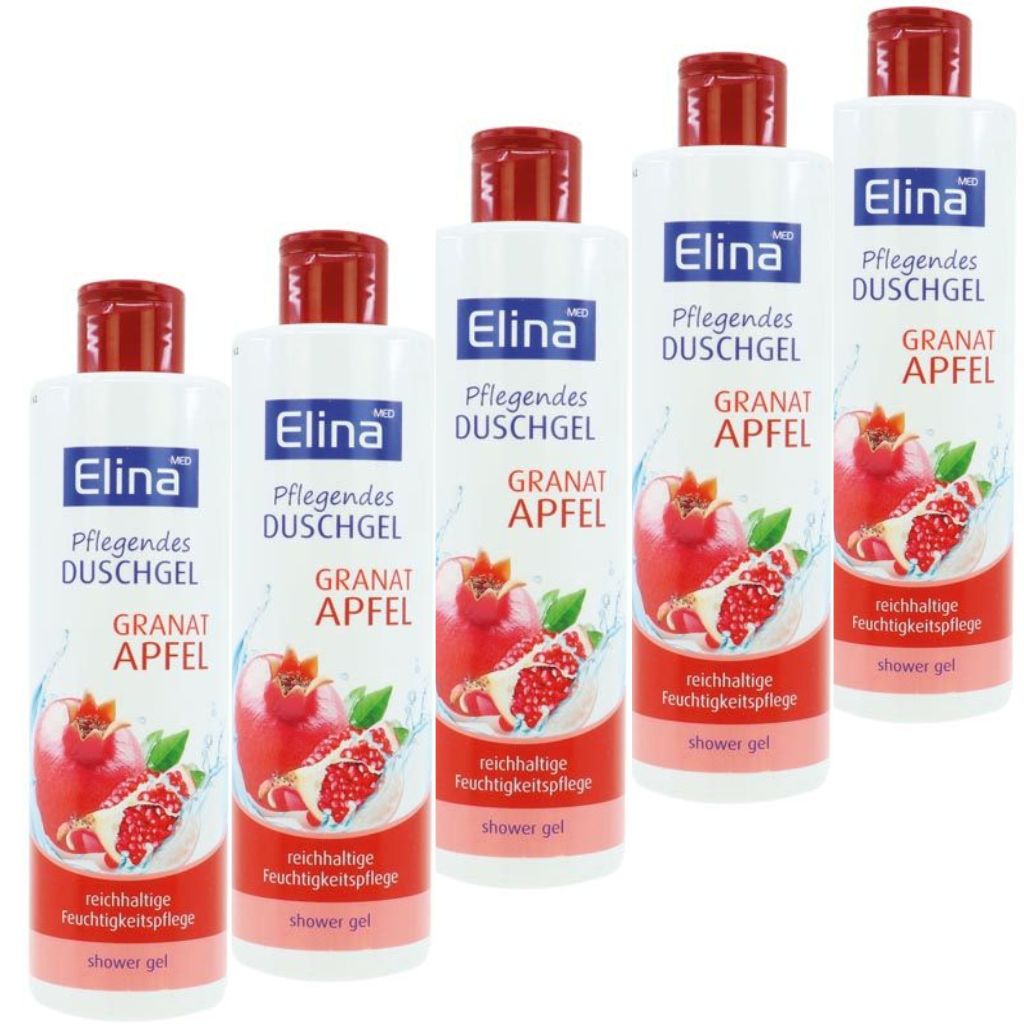 5 x 250 ml Elina Pflegendes Duschgel Granat Apfel