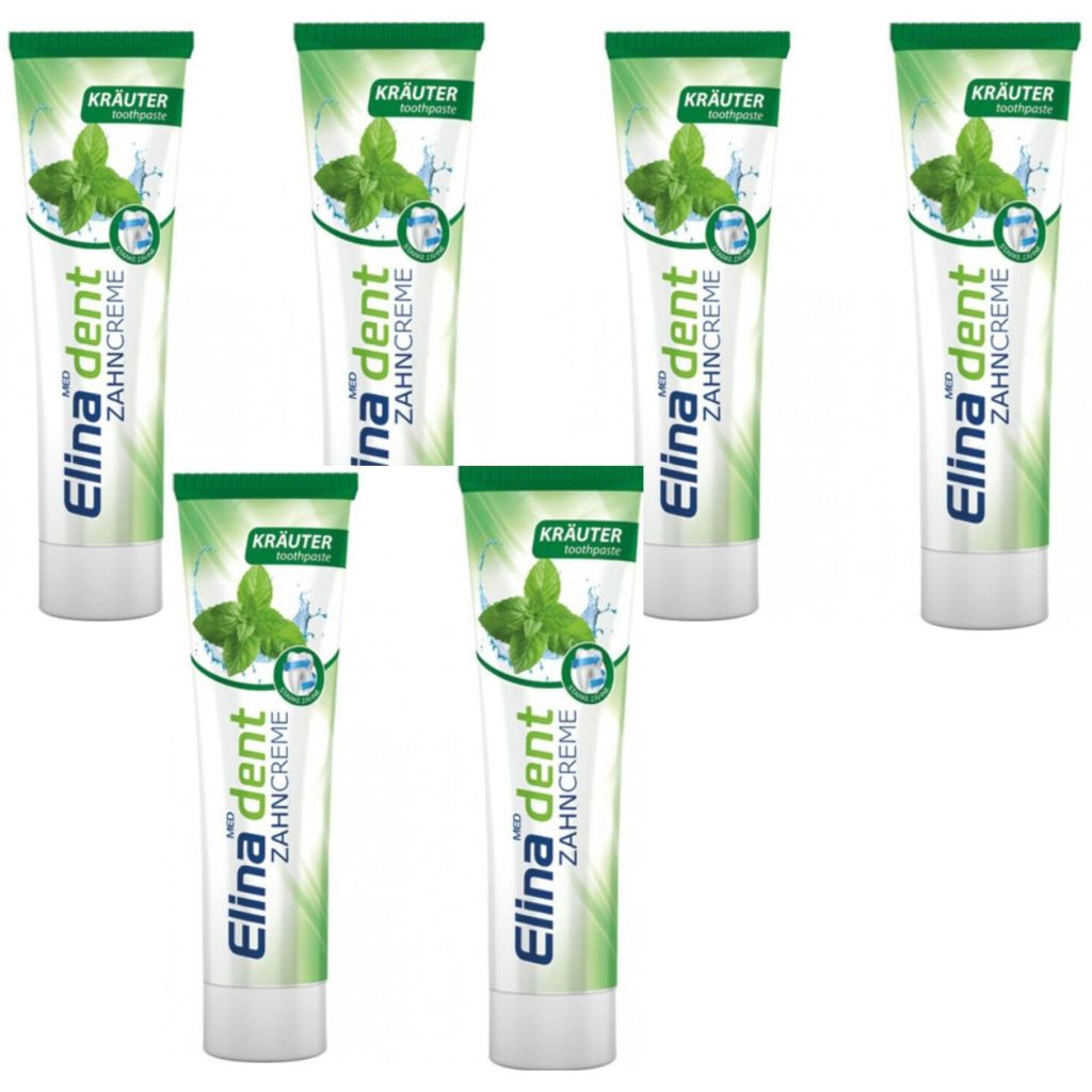 6x100 ml Zahncreme Elina Kräuter ohne Fluorid