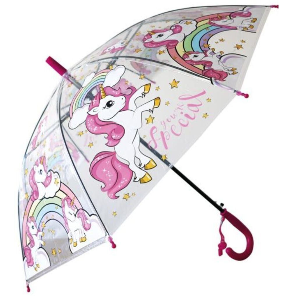 Regenschirm Einhorn Stock Automatik,transparent Kinder Schirm