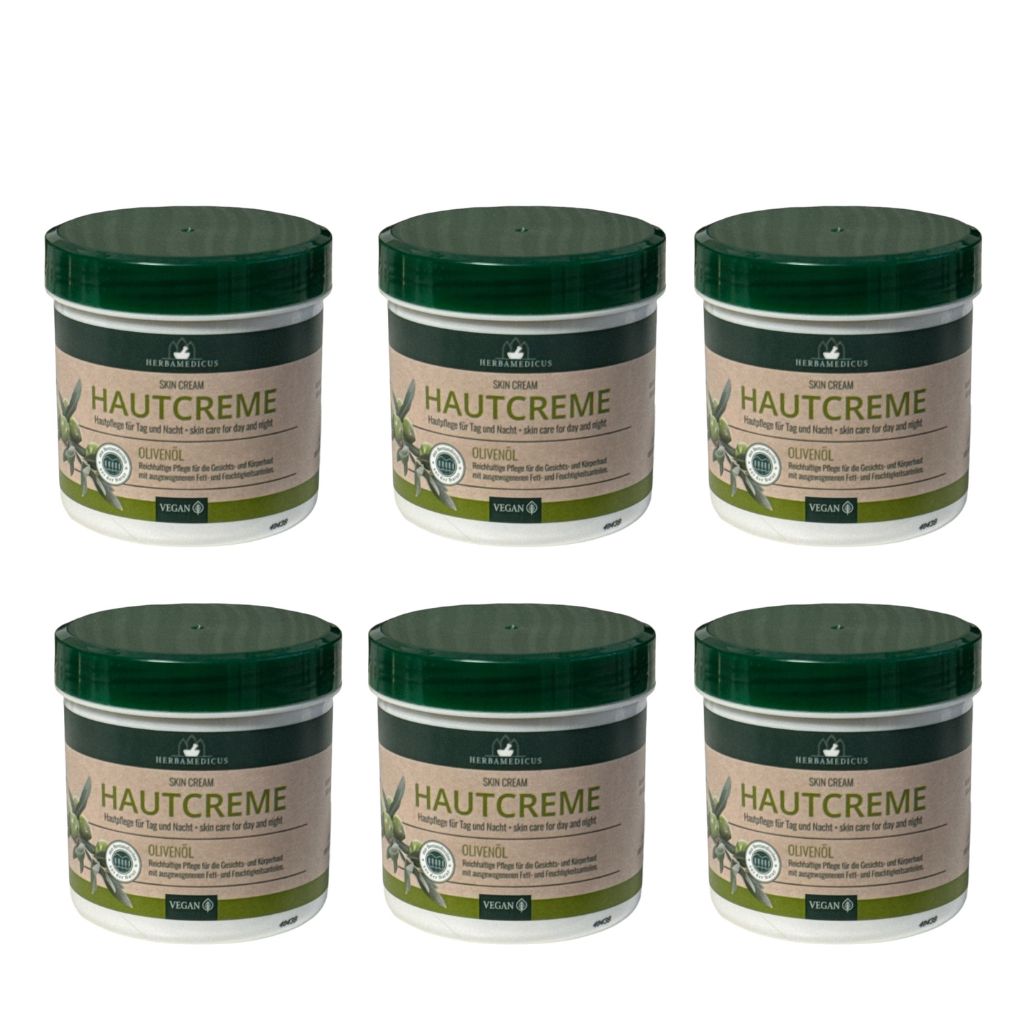 6x250 ml Herbamedicus Hautcreme Olivenöl Tages + Nachtpflege