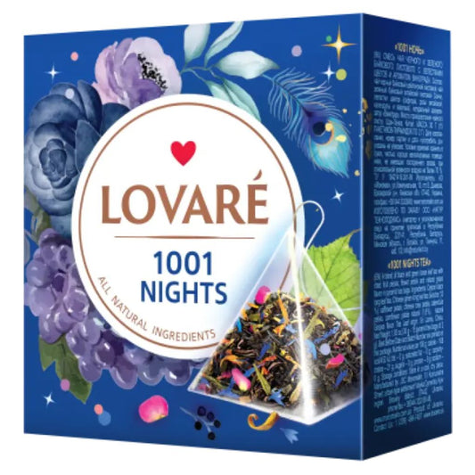 Lovare 1001 Nacht Mischung aus schwarzem und grünem Tee mit Früchten und Blütenblättern