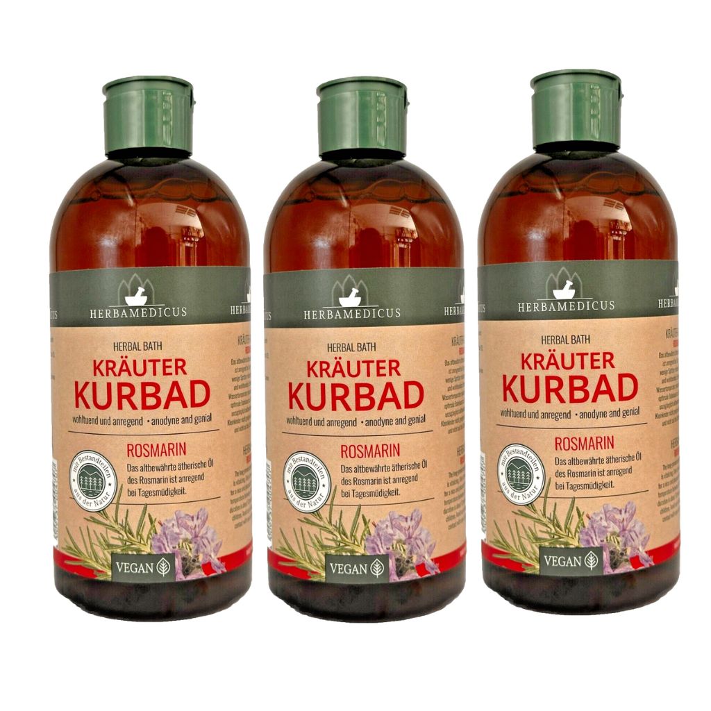 3x 500 ml Herbamedicus Kräuterbad Rosmarin Kurbad entspannende