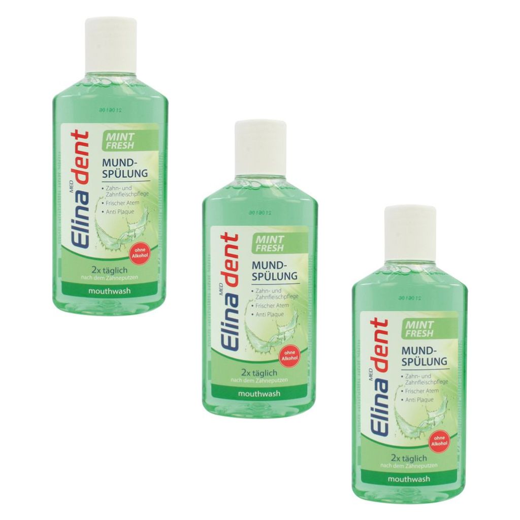 3x 250 ml Zahn Mundspülung Elina Mint Fresh ohne Alcohol