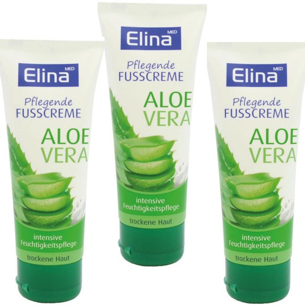 3x 75 ml Elina Aloe Vera Fusscreme Tube