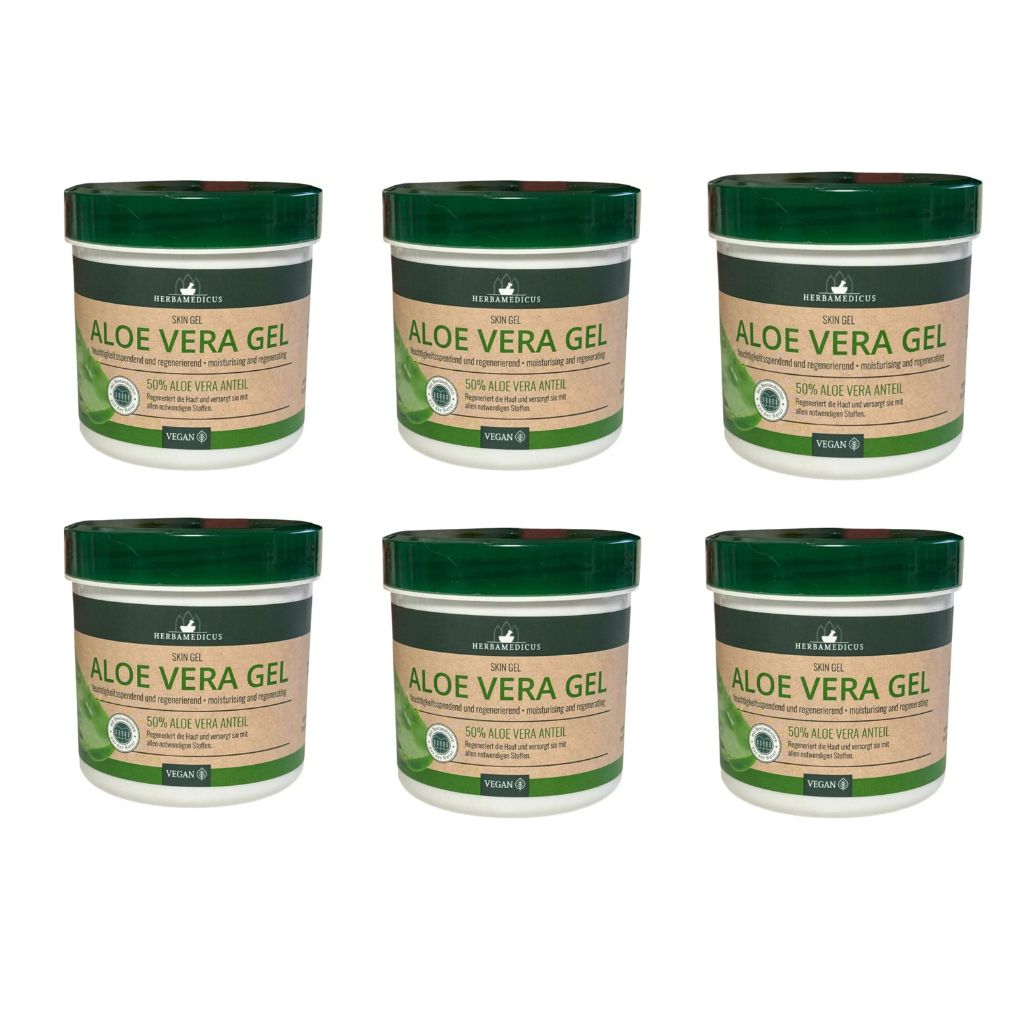 6x250 ml Herbamedicus Aloe Vera Gel Feuchtigkeitsspendendes