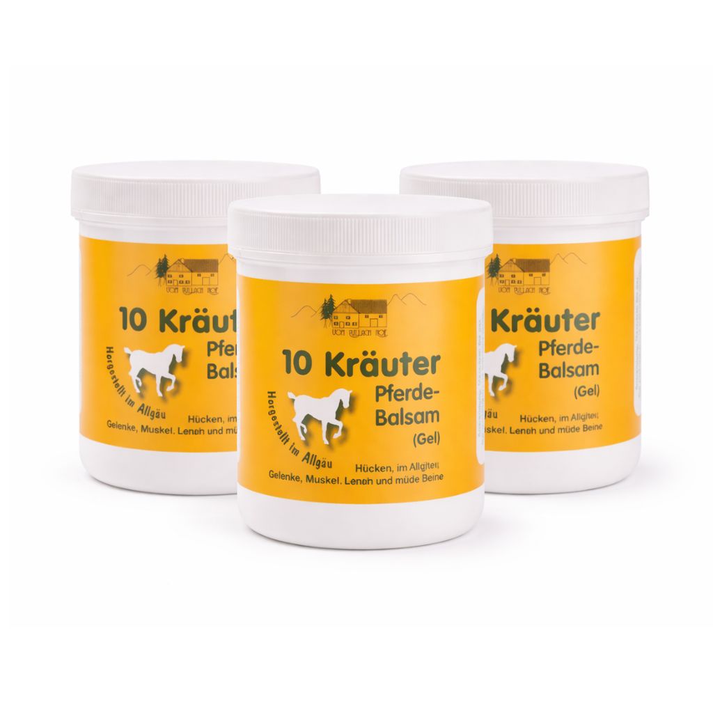 3x250 ml Pullach Hof 10 Kräuter Pferde-Balsam (Gel)