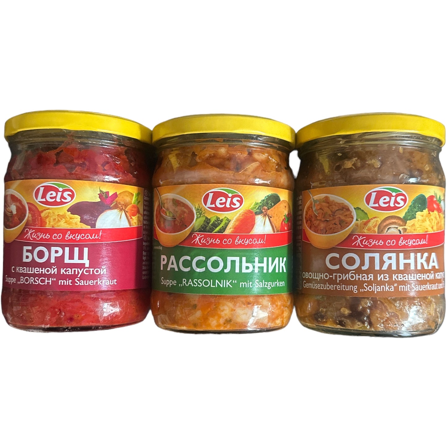 Traditionelle Set Rassolnik+Soljanka +Borsch 3x 480g. Leis