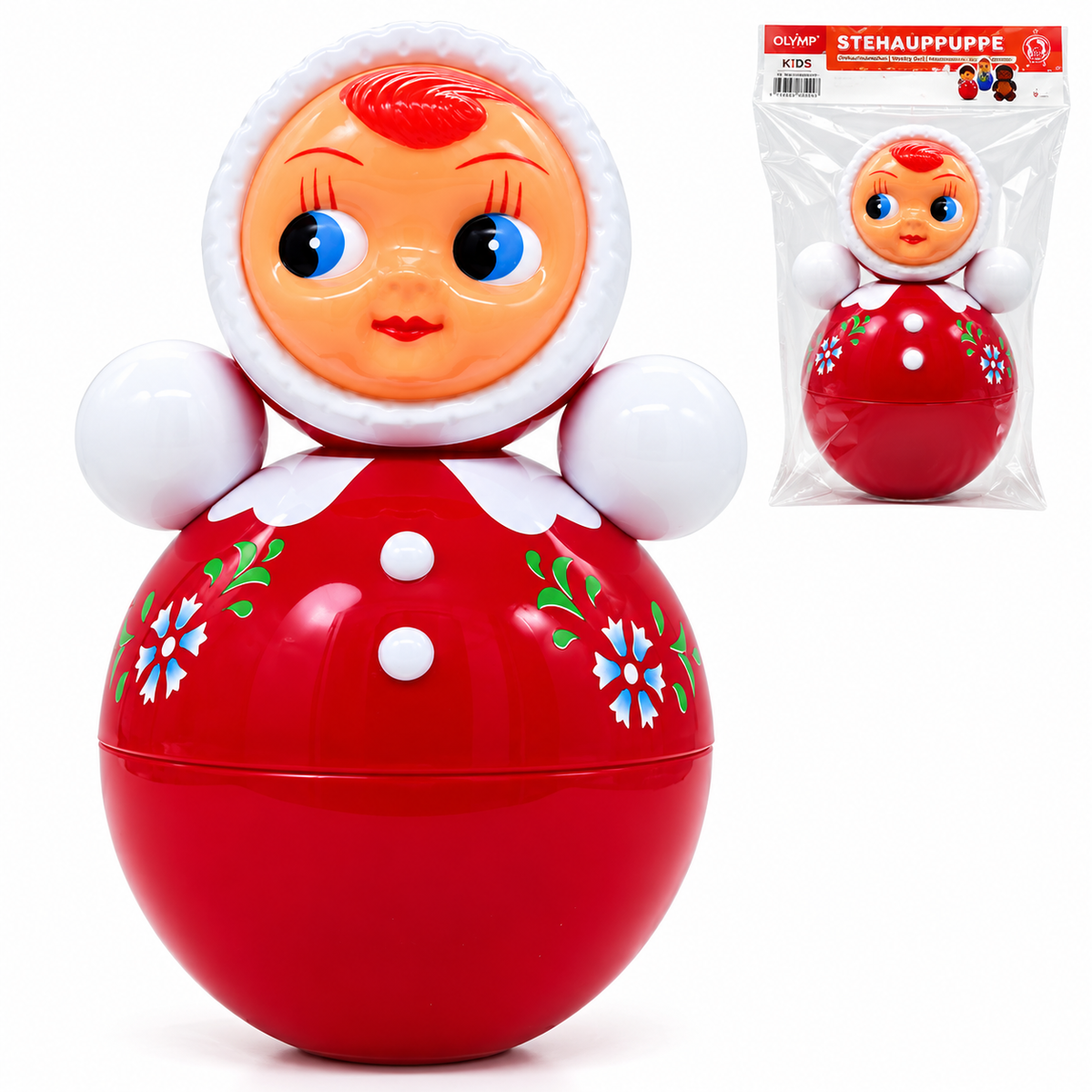 Musikalische Stehaufpuppe – Rot, ca. 25 cm