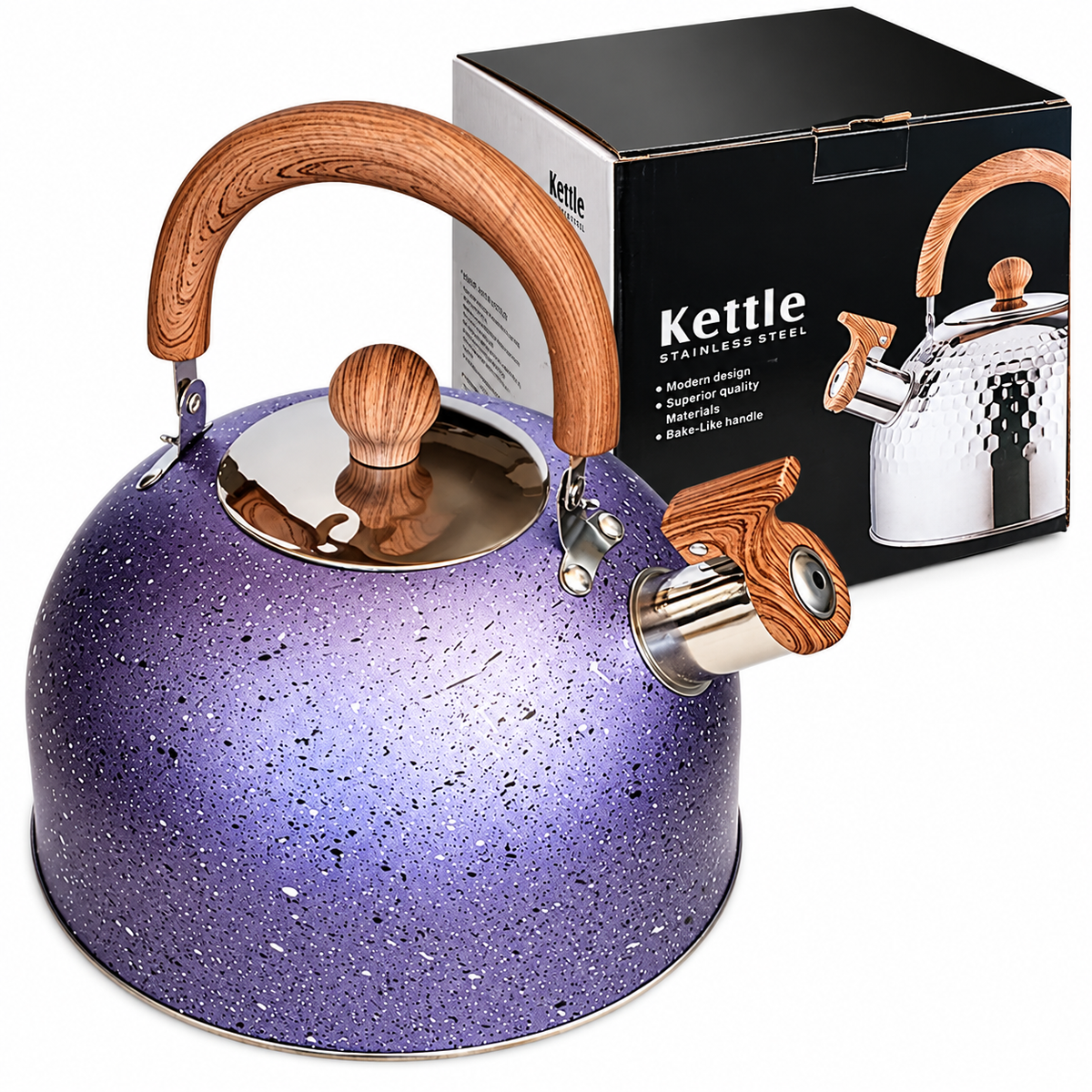 Wasserkessel mit Pfeife aus Edelstahl, farbig – 3,0 L