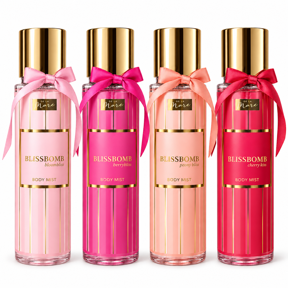 DeLa Mare Blissbomb Body Mist Geschenkset für Damen – 4 × 250 ml