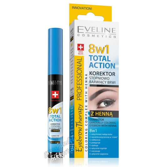 Eveline Cosmetics Total Action 8in1 Augenbrauenkorrektor mit Henna 10 ml