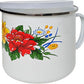 Emaille Kanne / Emaille Becher mit Deckel 1,0 L Ø12 cm – Trinkbecher Camping Outdoor